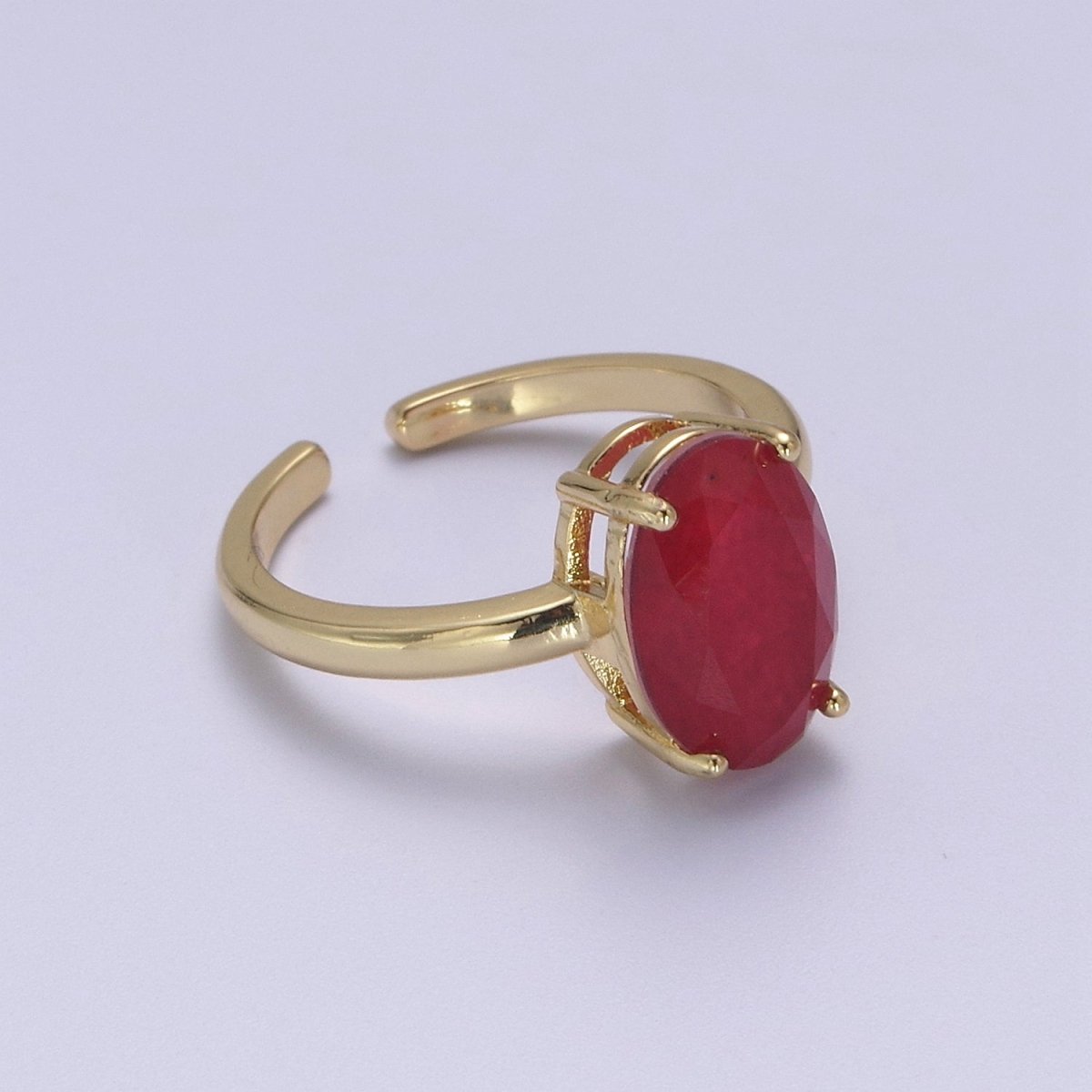 Oval Cut Cubic Zirconia Birthstone Ring | Egg Shape Cz Birthday Gift Ring Open Adjustable Jewelry S-417 ~ S-428
