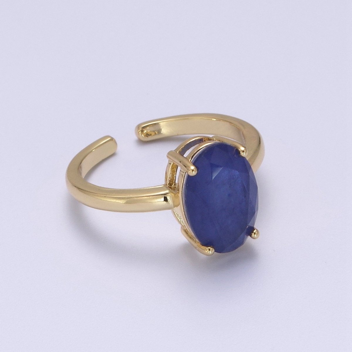 Oval Cut Cubic Zirconia Birthstone Ring | Egg Shape Cz Birthday Gift Ring Open Adjustable Jewelry S-417 ~ S-428