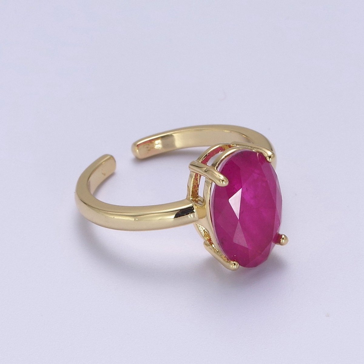 Oval Cut Cubic Zirconia Birthstone Ring | Egg Shape Cz Birthday Gift Ring Open Adjustable Jewelry S-417 ~ S-428