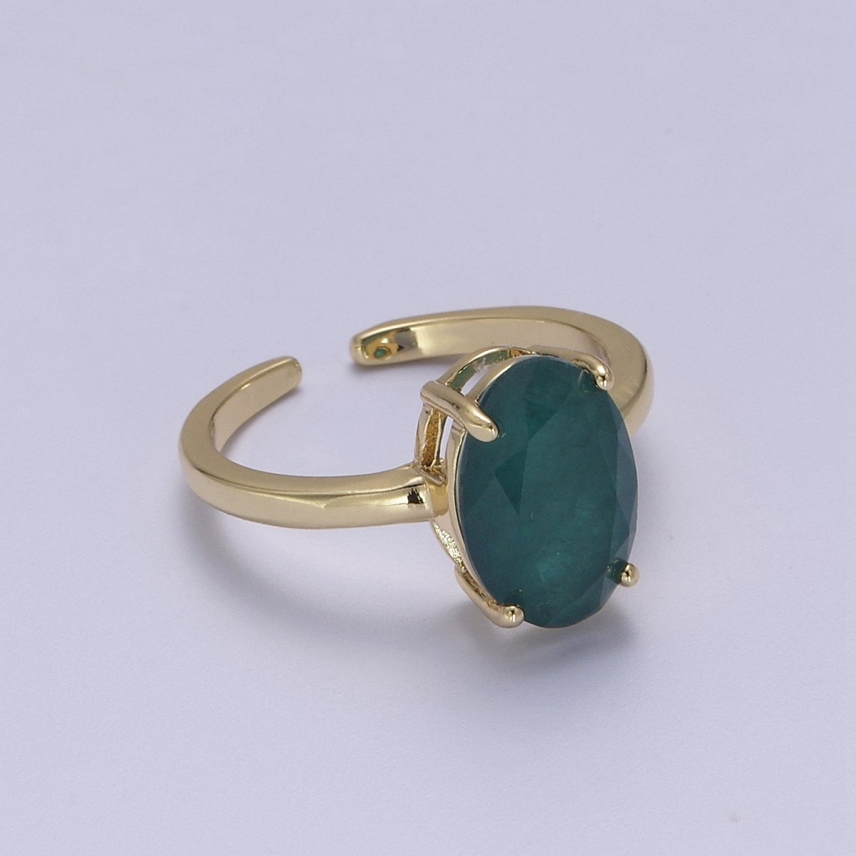 Oval Cut Cubic Zirconia Birthstone Ring | Egg Shape Cz Birthday Gift Ring Open Adjustable Jewelry S-417 ~ S-428