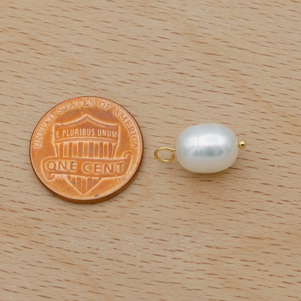 Oval Freshwater Pearl White Pearl Charm - P-1821