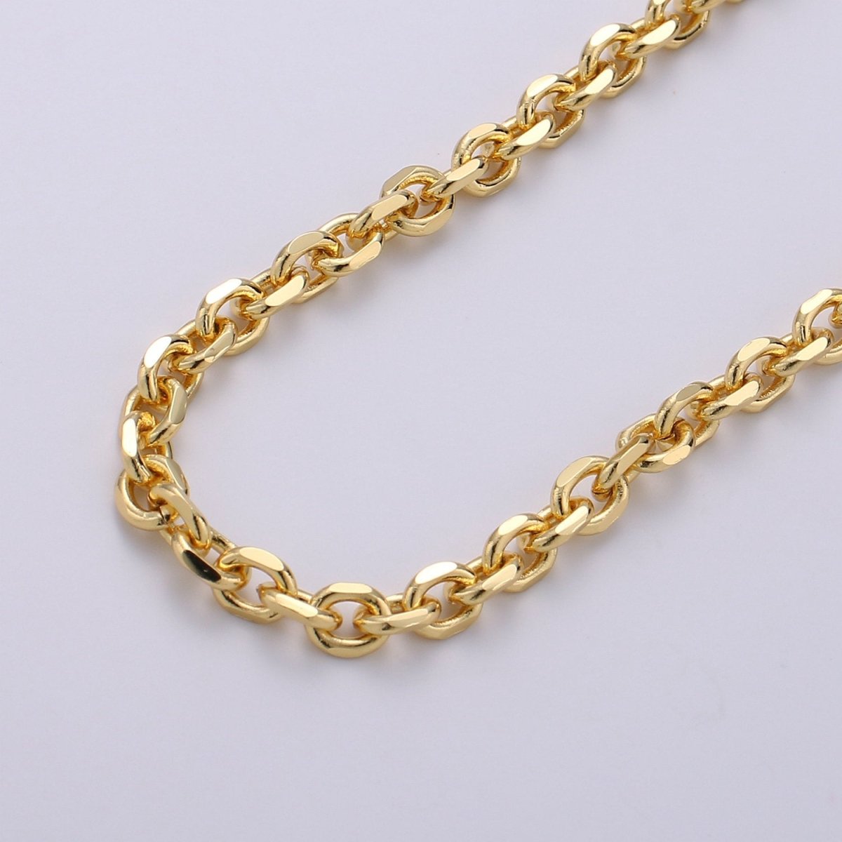 Oval Gold ROLO Cable Chain, 24k Gold Filled Chain by the yard of Thick Cable chain 4mm width | ROLL-235