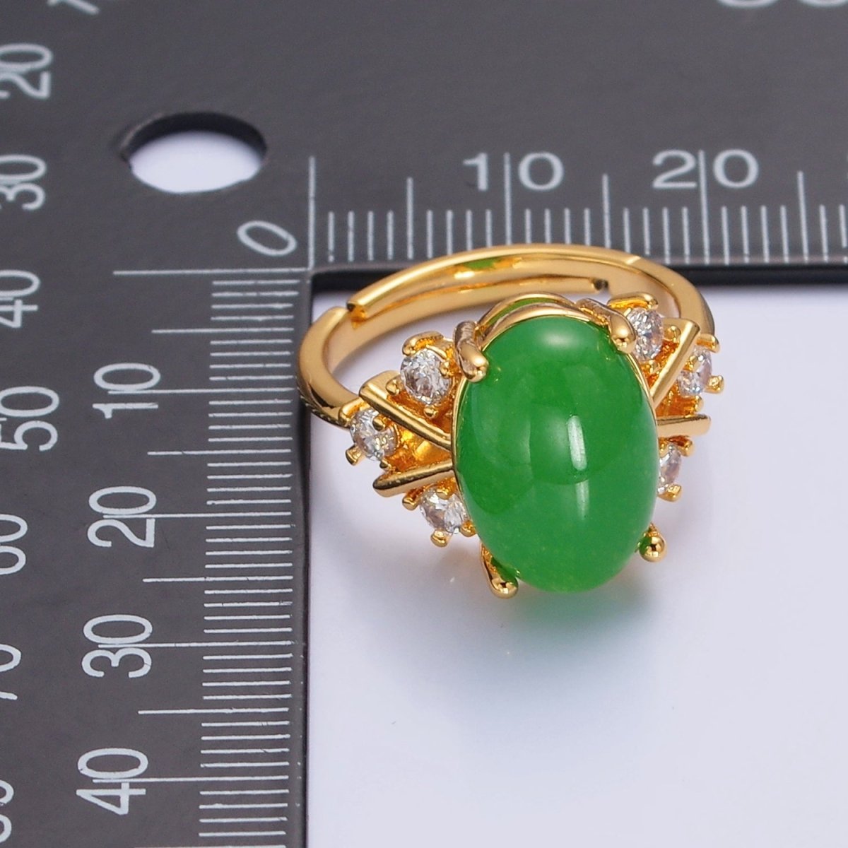 Oval Green Jade Statement Ring, O-2299