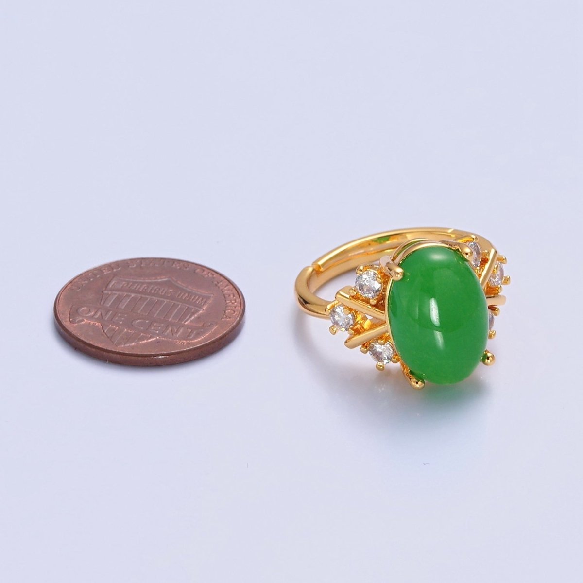Oval Green Jade Statement Ring, O-2299