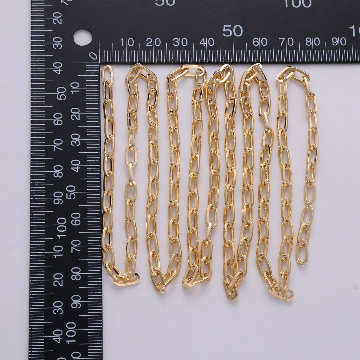 Oval Paperclip Chain Necklace 18k Gold Plated Long Oval Paper Clip Chain 1 yard, 3 feet Lead, Nickel Free Unfinished Link Chain | ROLL-251