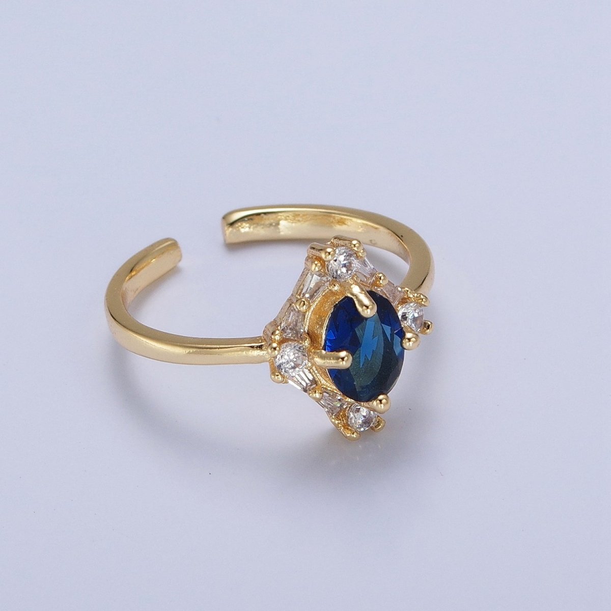 Oval Purple/Blue & Clear Cubic Zirconia Promise Ring O-782 O-783