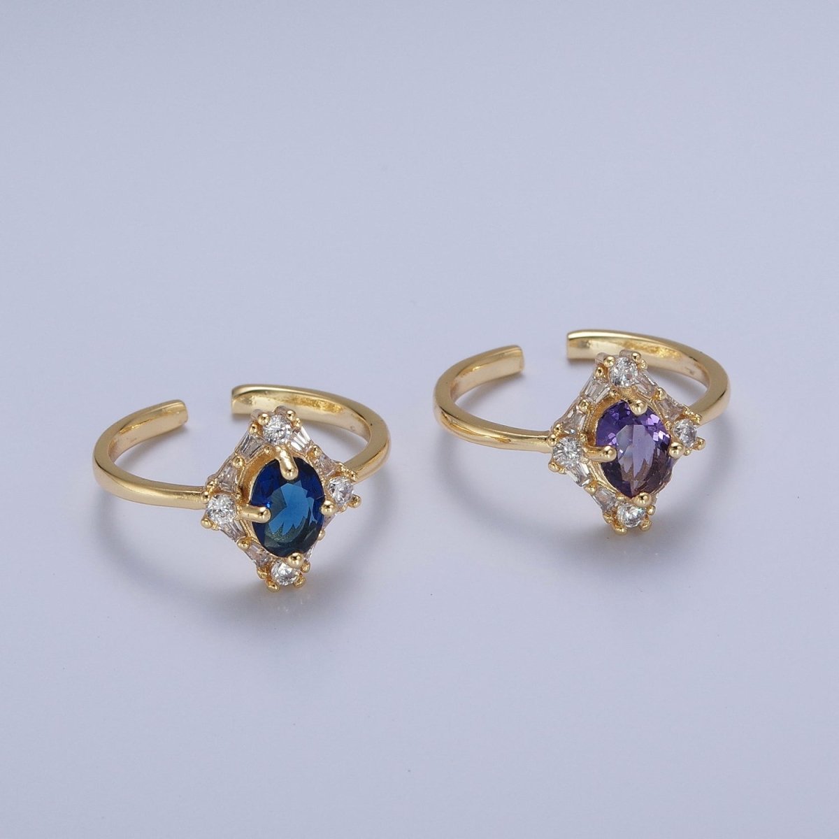 Oval Purple/Blue & Clear Cubic Zirconia Promise Ring O-782 O-783
