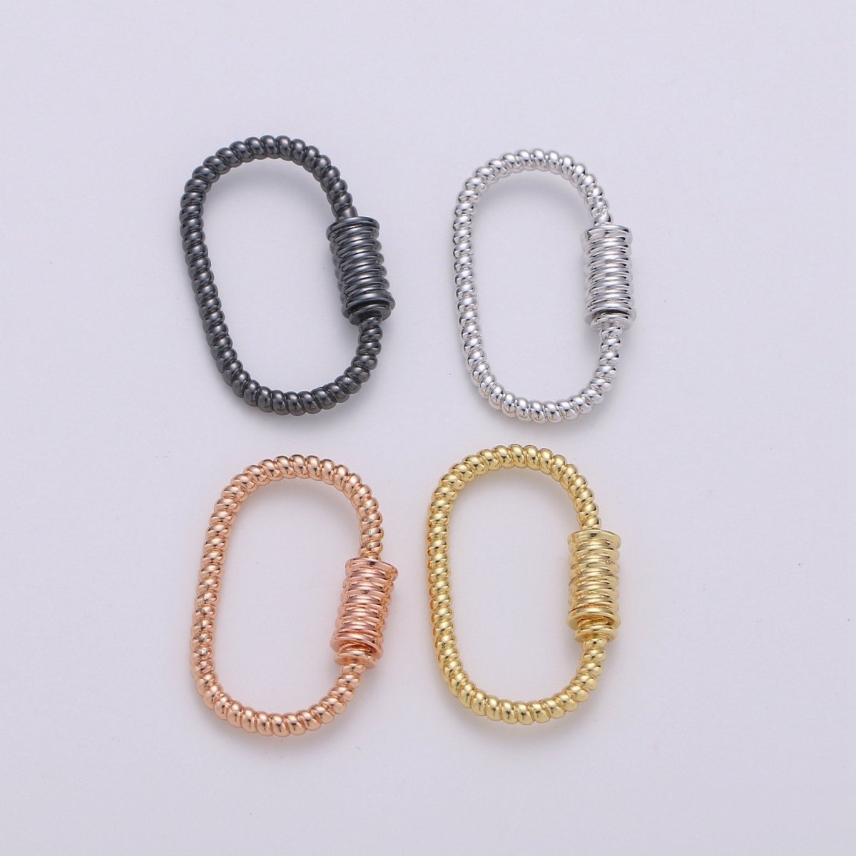 Oval Rope Style Carabiner Screw Clasp for Necklace Connector Jewelry Supply in Gold / Silver / Black / Rose Gold 25x16mm, K-474