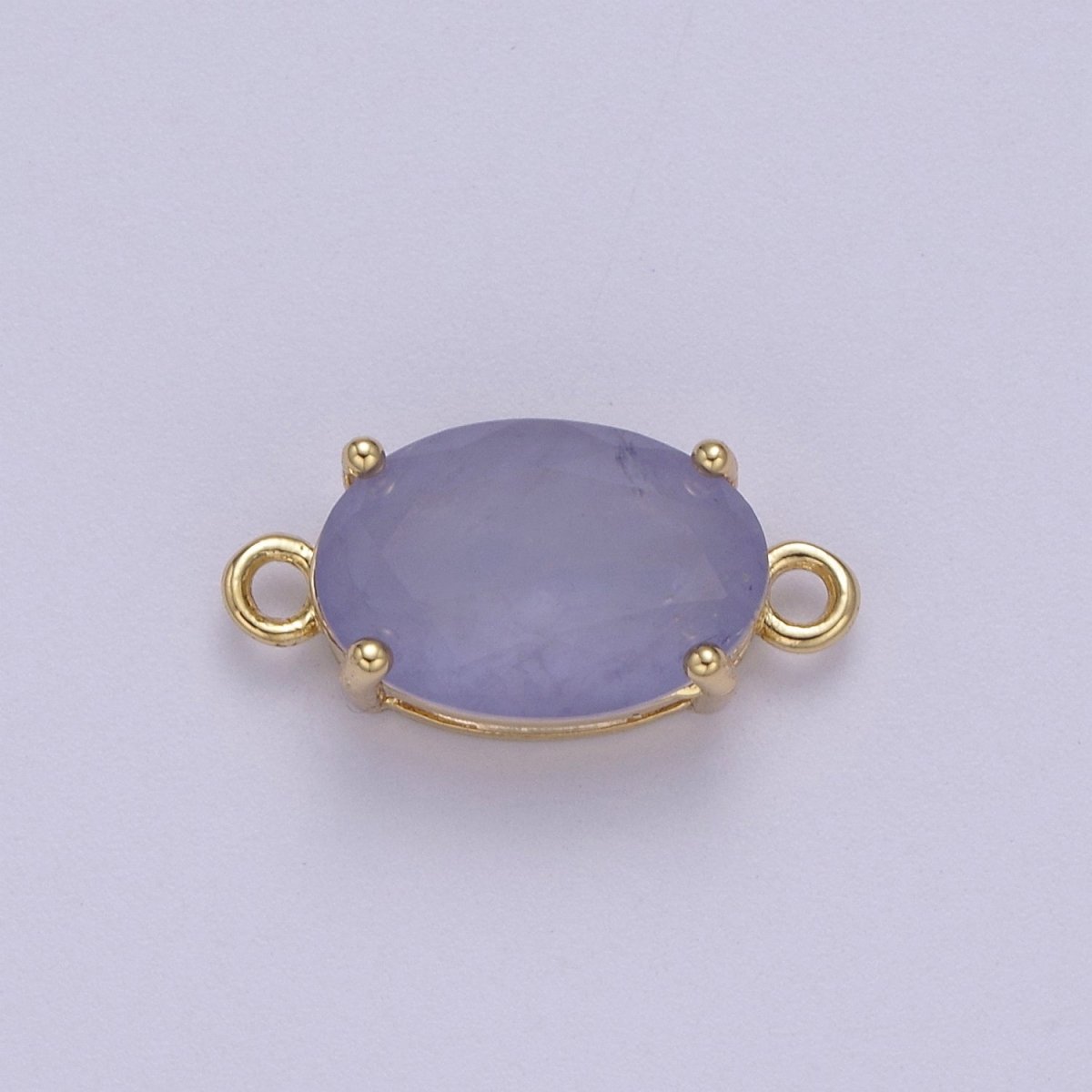 Oval Solitaire CZ Birthstone Charm Connector Geometric Diamond Cut Dainty Cubic Zirconia Connector for Necklace Earring Supply F-661-F-673