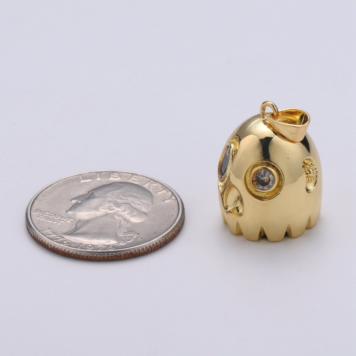 PacMan Ghost Pendant Arcade Inspired Charm Video Game Charm for 80s Necklace Jewelry Making Supply, J-062