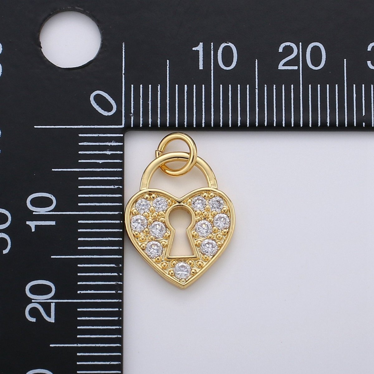 Padlock cubic with Heart Pendant, Lock charms, Jewelry making Bracelet Earring necklace supplies in 14k gold Filled D-198