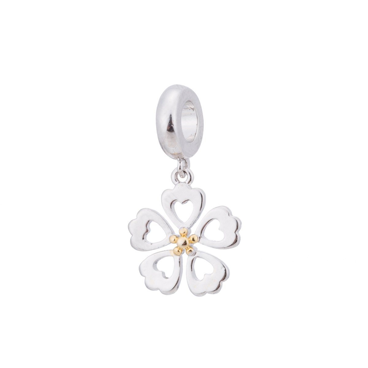 Pandora Silver Cute Flower, Golden Clover, Heart, Love, Wish, Luck, Ladies Gift Bracelet Charm Bead Finding Pendant For Jewelry Making, C-250