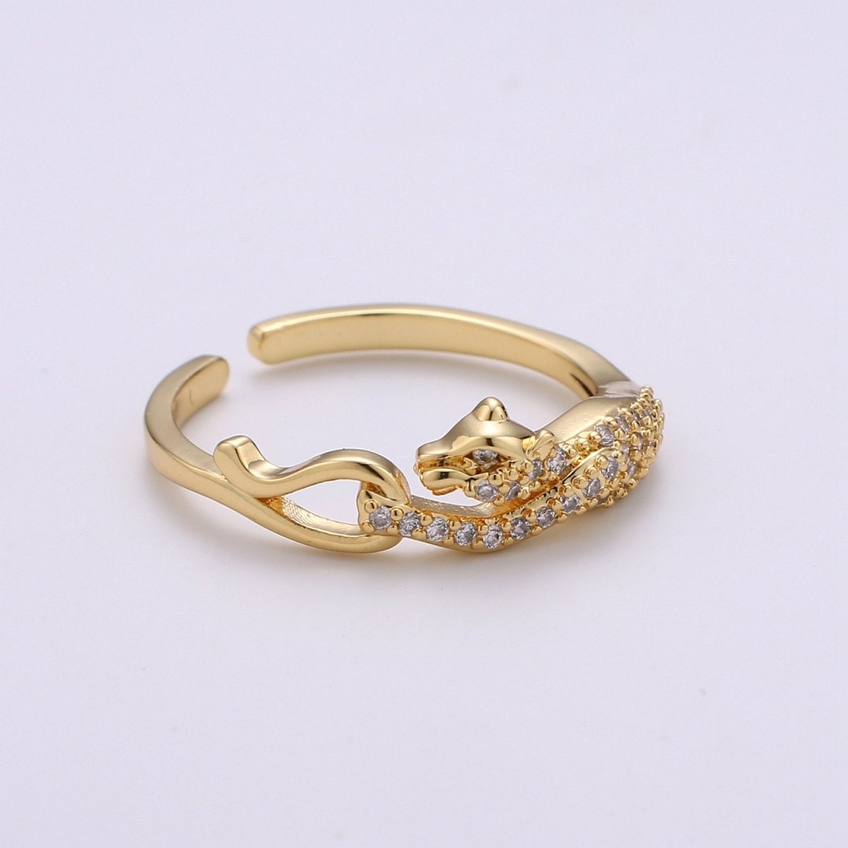 Panther ring, Cat ring, dainty ring, spiral Panther ring, gold ring, wrap ring, Leopard gold ring, vintage jewelry CZ Micro Pave Ring R-107