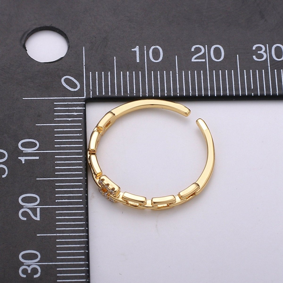 Paper Clip Chain Ring in Gold, Vermeil Ring • Minimalist Ring • Stacking Ring • Dainty Open Adjustable Ring for Christmas Gifts R-103