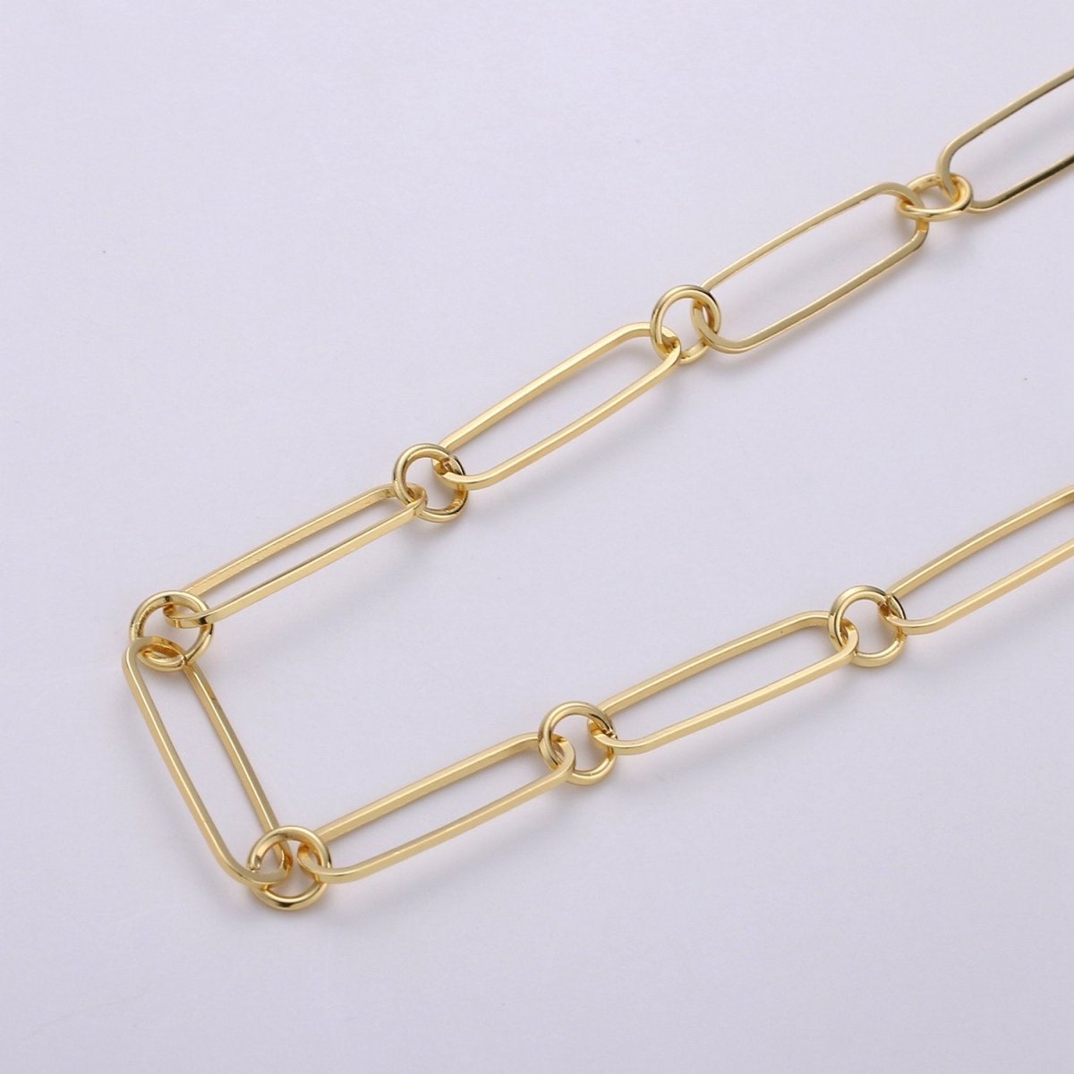 PAPER CLIP chain With Dainty cable ROLO Chain Necklace 5X20mm, 24K Gold Filled Nickel Free, Unfinished Link Chain For Jewelry Supply Component | ROLL-281 Clearance Pricing