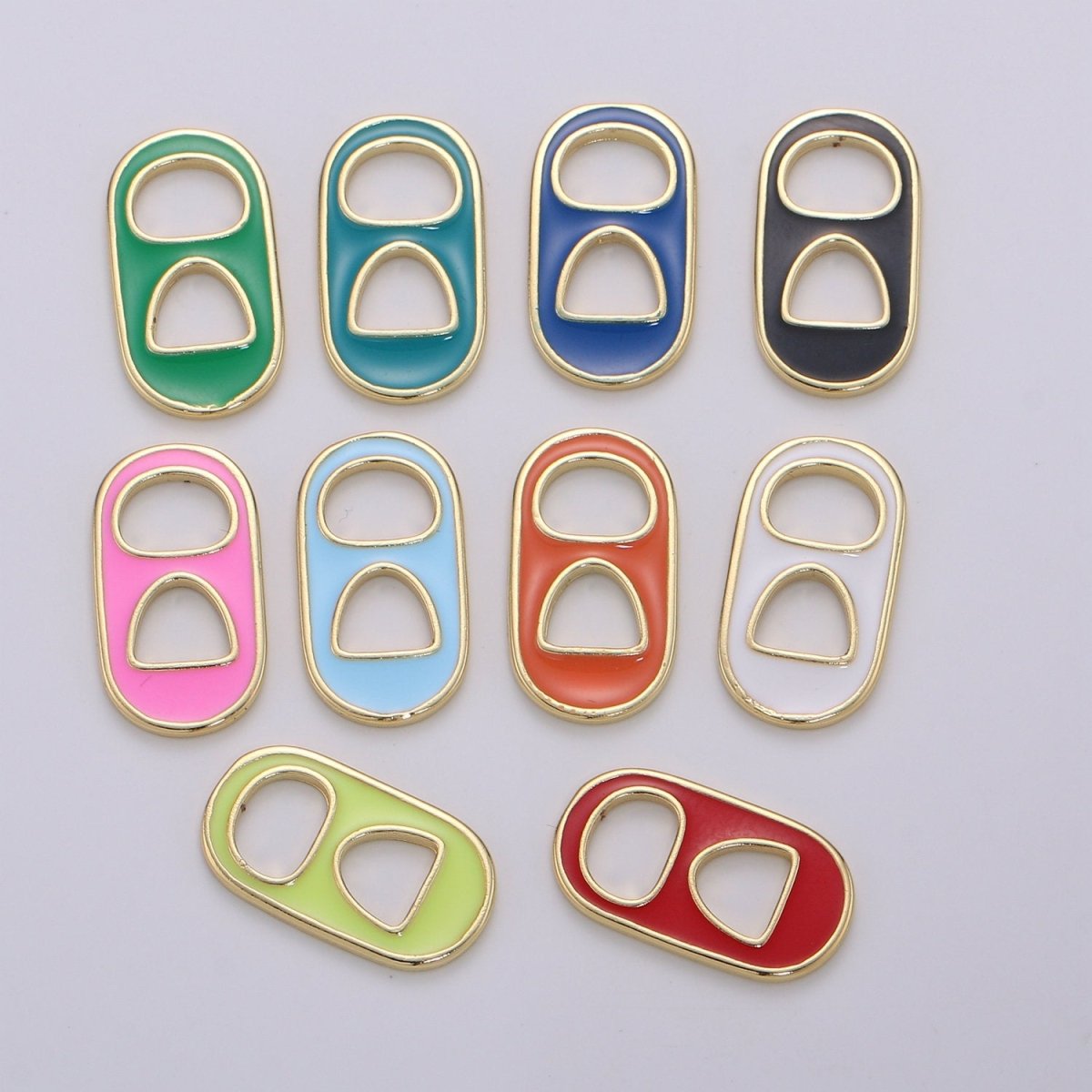 Pastel Color Enamel Soda Tab Charm Gold Soda Pull-tab Pendant Charm For Earring Bracelet Necklace Jewelry Making Supplies C-781~C-790
