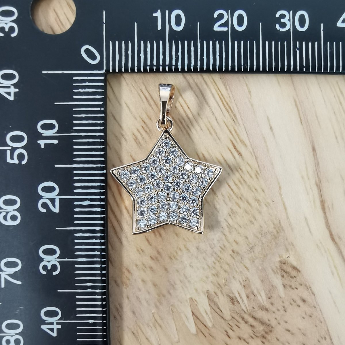 Pave Rhinestone 24K Gold-Filled Star Charm I-832