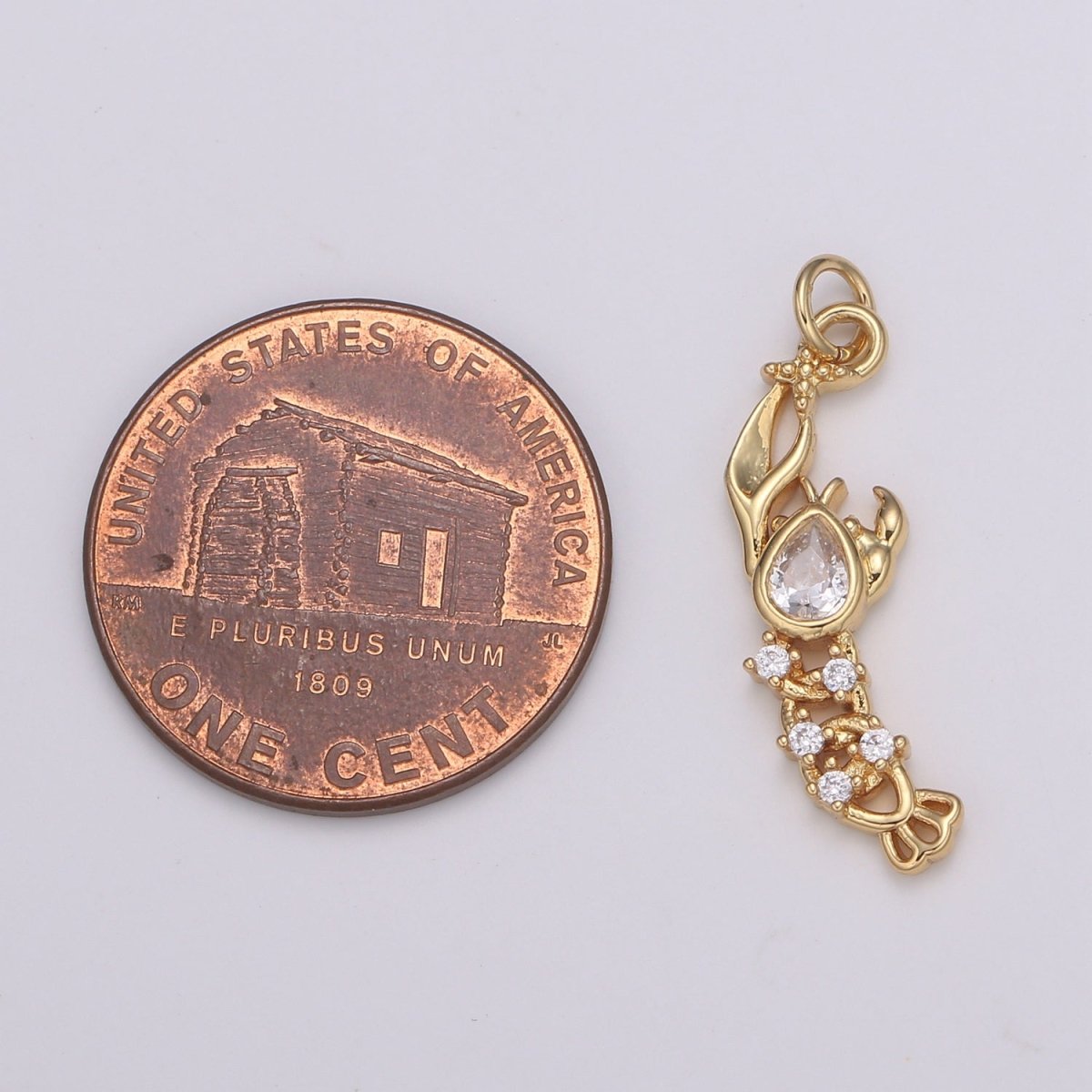 Pear Cut Pave Gold Lobster Charm, Shrimp Bracelet Charm, Necklace Charm, Earring Charm, Ocean Jewelry, Underwater animal E-197 E-788