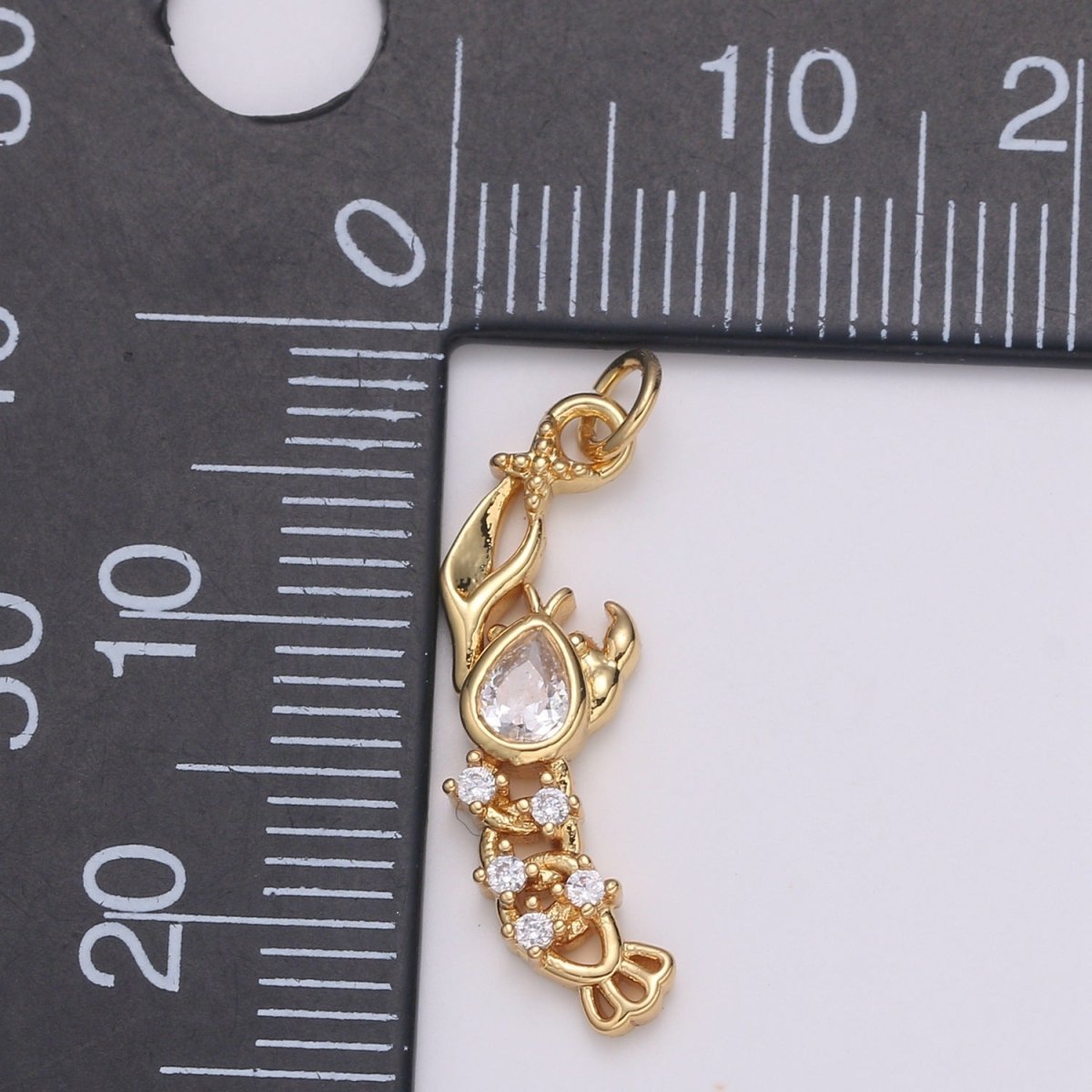 Pear Cut Pave Gold Lobster Charm, Shrimp Bracelet Charm, Necklace Charm, Earring Charm, Ocean Jewelry, Underwater animal E-197 E-788