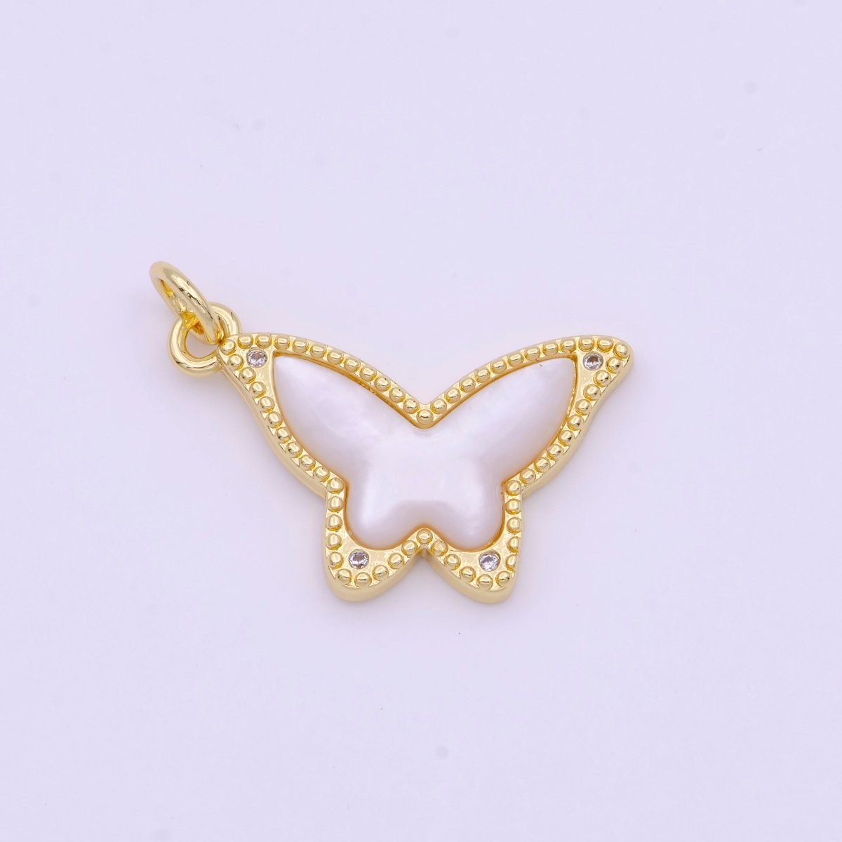 Pearl Butterfly Mariposa Dotted Gold Charm | I923