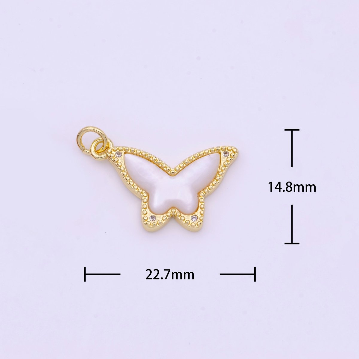 Pearl Butterfly Mariposa Dotted Gold Charm | I923