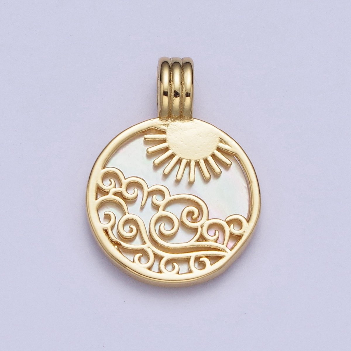 Pearl Collection Gold Element Charm Fire Wind Earth Ocean Wave Charm 24K Gold Filled Medallion for Necklace Bracelet Supply X-402 - X-405