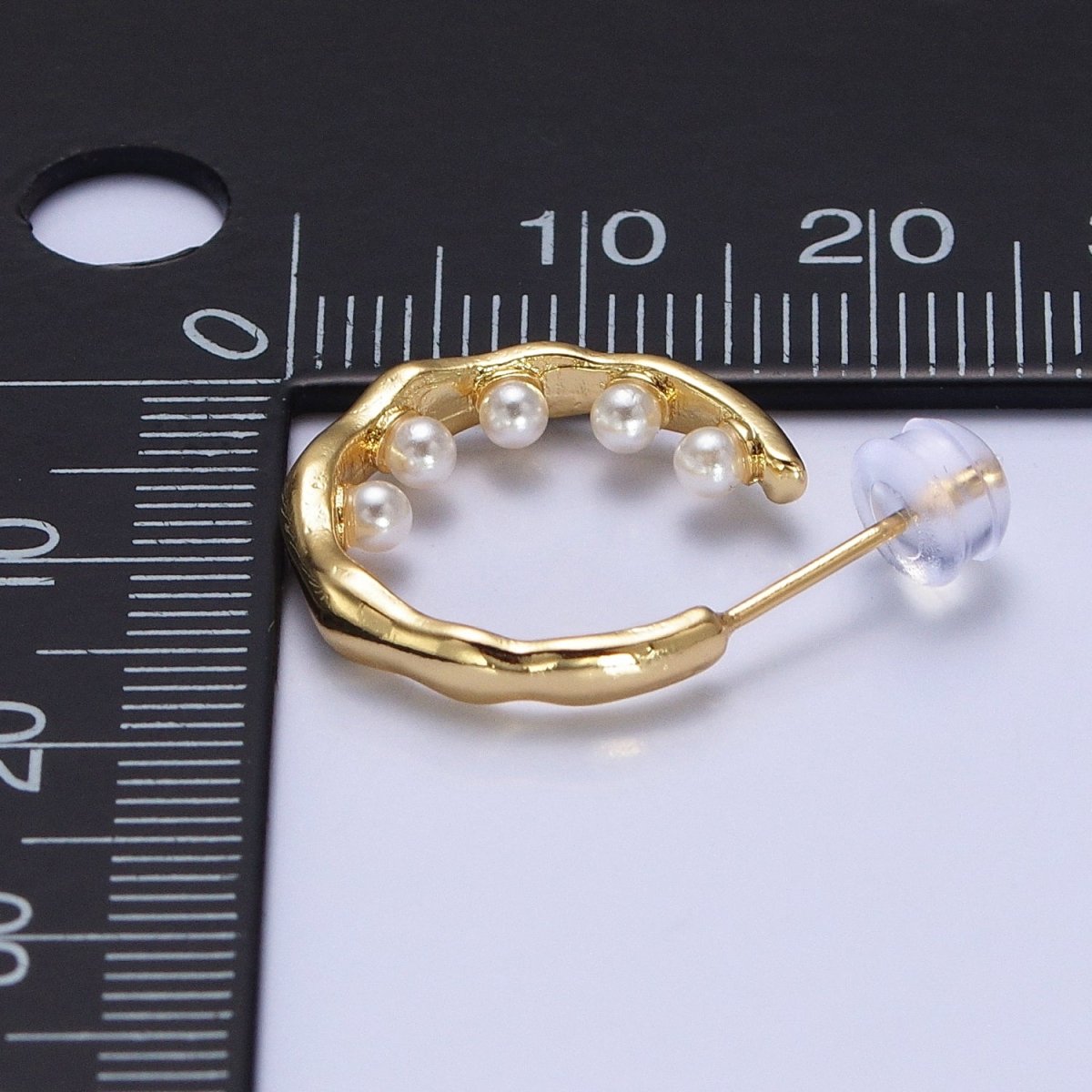 Pearl Hoop Earrings| Irregular Gold Hoop Earrings| Textured Hoop Earrings| Abstract Wavy Earrings Modern Statement Earrings AB195