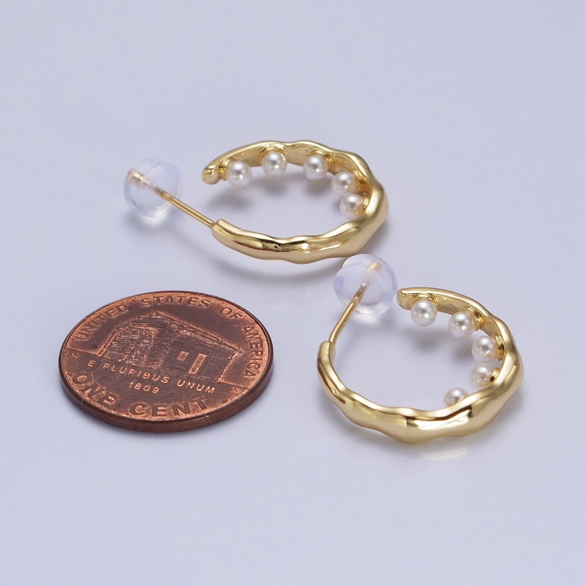 Pearl Hoop Earrings| Irregular Gold Hoop Earrings| Textured Hoop Earrings| Abstract Wavy Earrings Modern Statement Earrings AB195