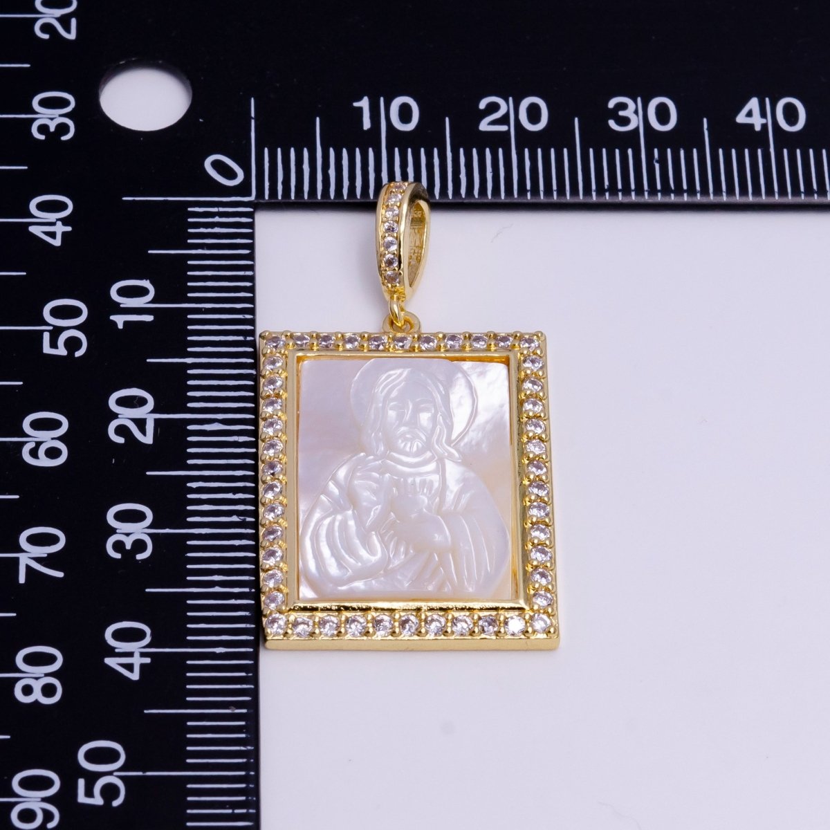Pearl Jesus Gold Pendant, Micro Pave Medallion Pendant Religious Jewelry Making AA-752