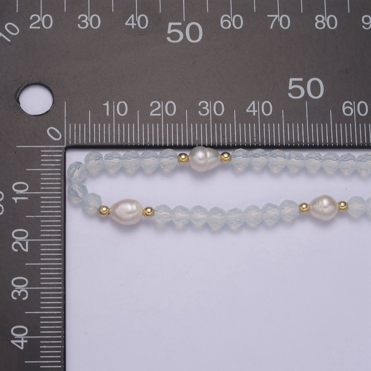 Pearl with Clear Glass Beaded Necklace, Clear Faceted Rondell Beads Necklace | WA-594 Clearance Pricing