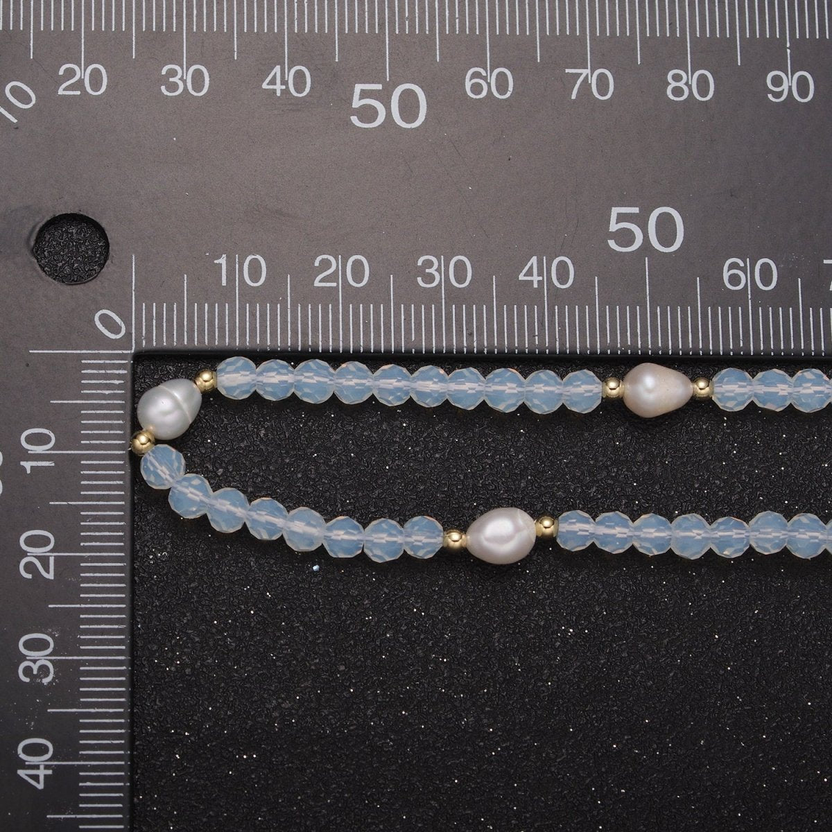 Pearl with Clear Glass Beaded Necklace, Clear Faceted Rondell Beads Necklace | WA-594 Clearance Pricing
