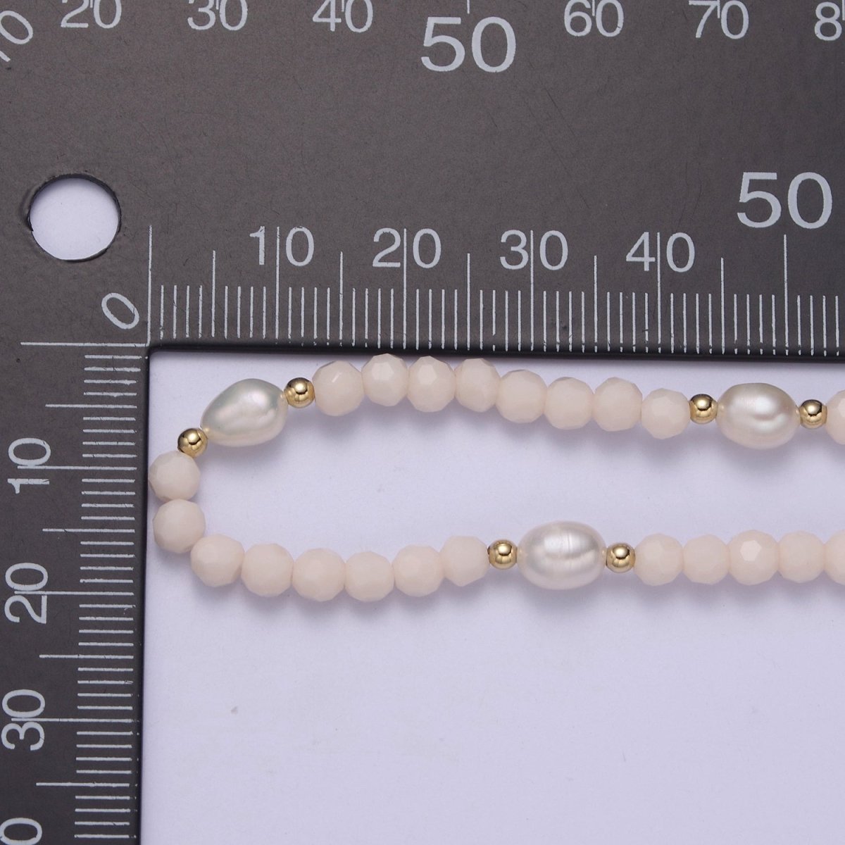 Pearl with Off White Glass Beaded Necklace, White Faceted Rondell Beads Necklace | WA-608 Clearance Pricing
