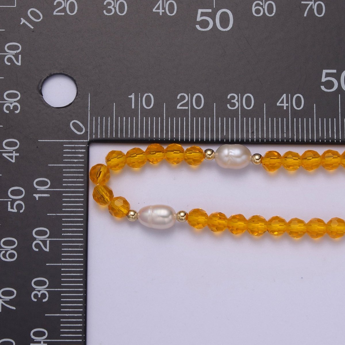 Pearl with Orange Glass Beaded Necklace, Orange Faceted Rondell Beads Necklace | WA-605 Clearance Pricing