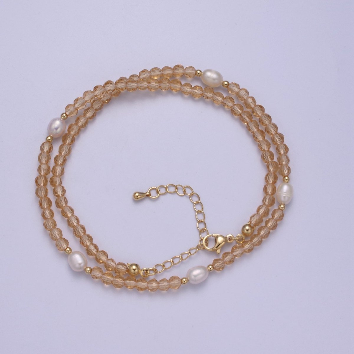 Pearl with Peach Glass Beaded Necklace, Peach Faceted Rondell Beads Necklace | WA-607 Clearance Pricing