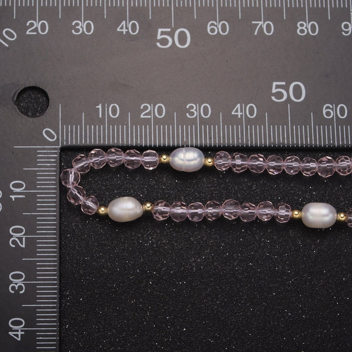 Pearl with Pink Glass Beaded Necklace, Rose Quartz Faceted Rondelle Beads Necklace | WA-586 Clearance Pricing