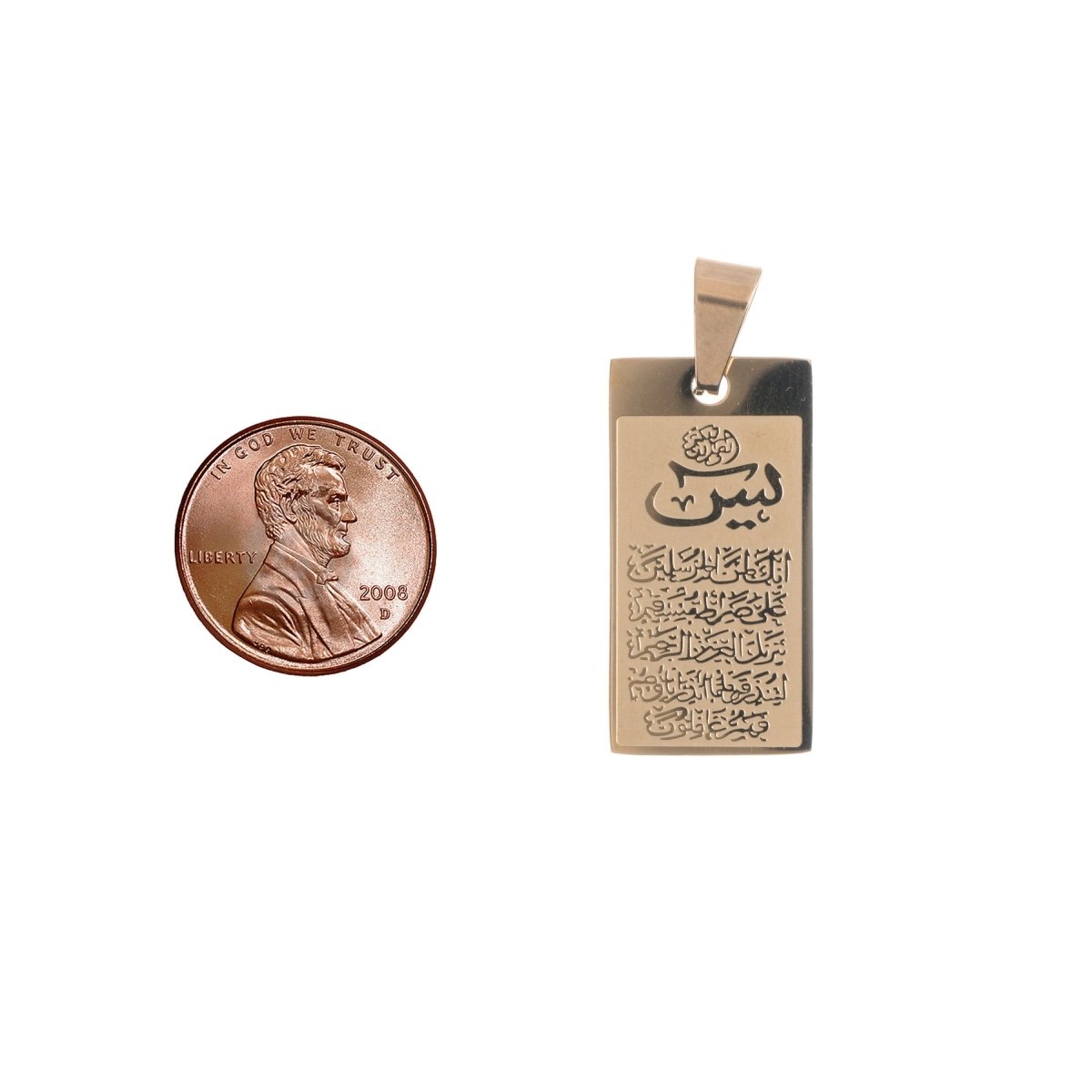 Pendant pray arabic 18k gold Filled Bar Frame carved ayatul kursi strike nazar safety koran kuran Charm Pendant for Religious Necklace J-468
