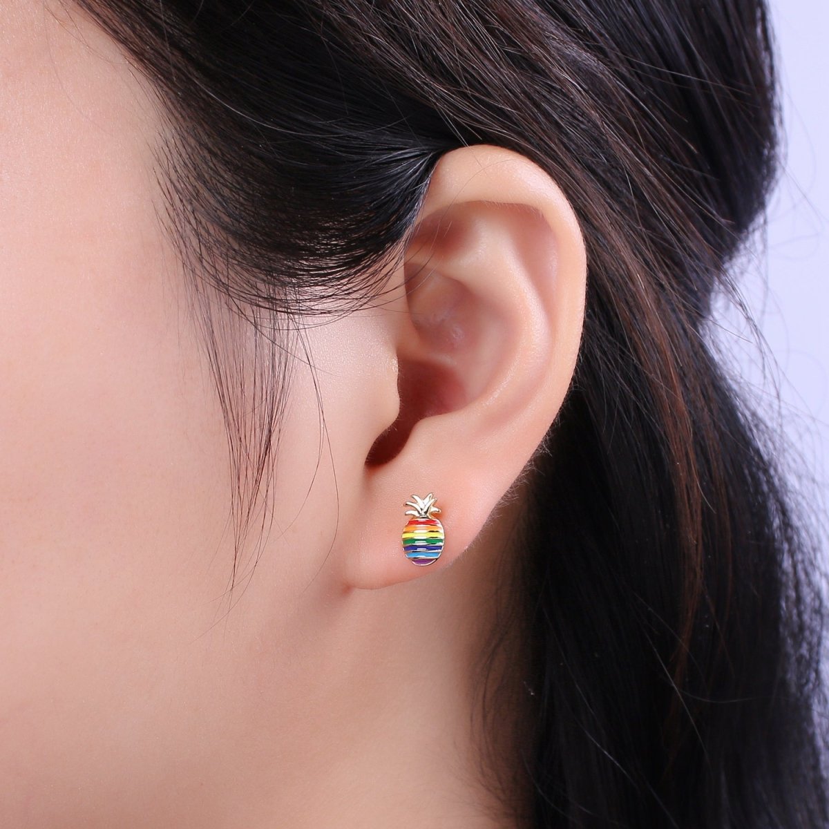 Pineapple Stud Earrings • Pineapple Earrings • Pineapple Jewelry •Rainbow Earrings • Stud Earring • Gift for Her • Earrings T-253
