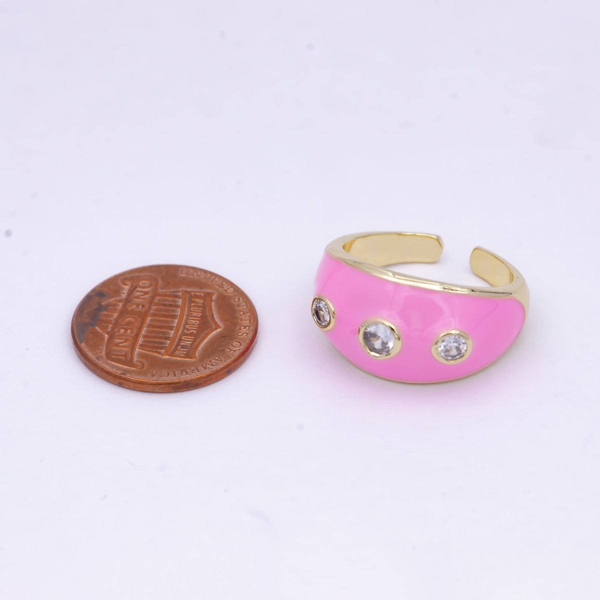 Pink Dome Ring Gold Filled Ring with CZ S-234