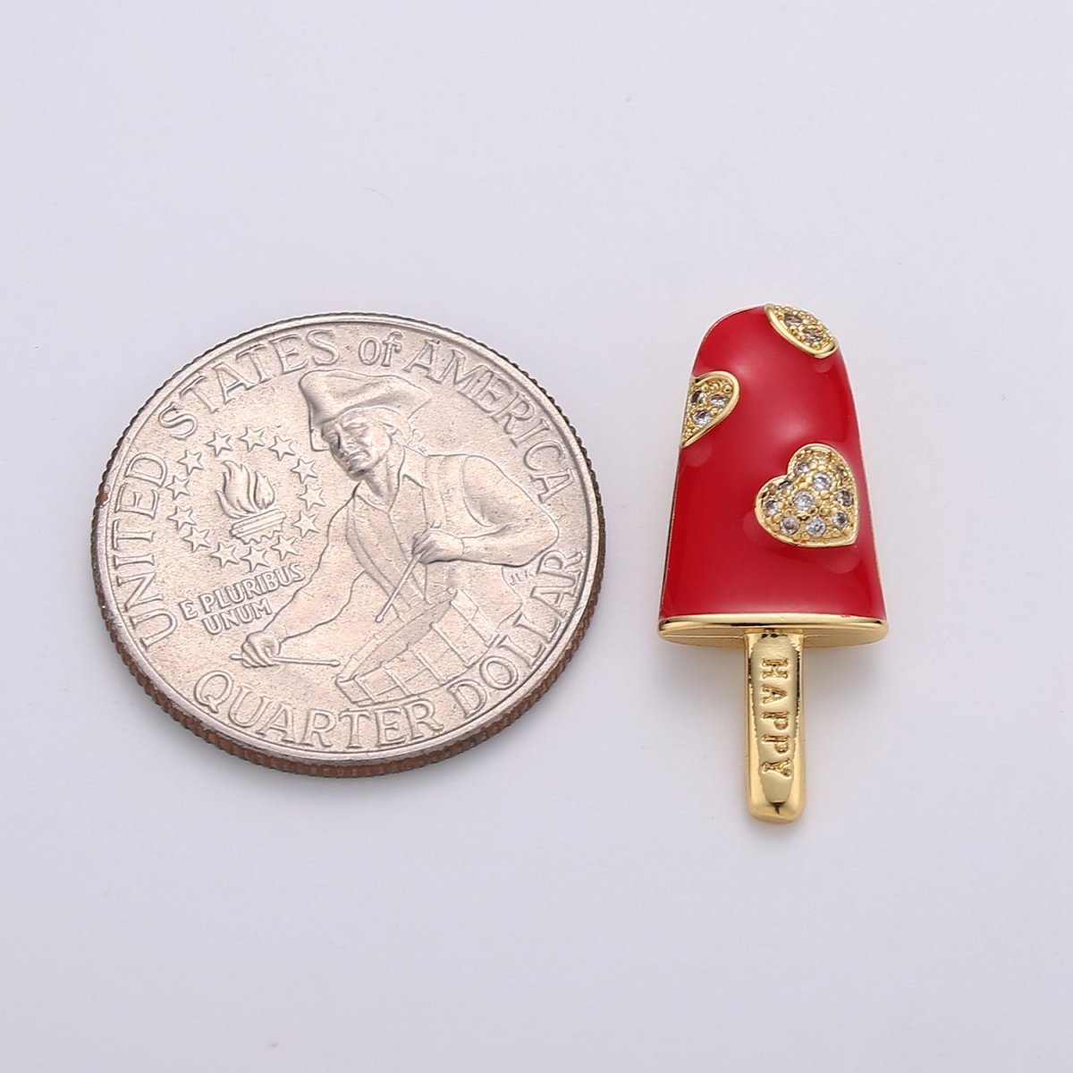 Pink Enamel Charm, Red Lollipop Charms, Sweet Charms, Happy Jewelry Pendant, Necklace Bracelet Charm, Craft Supplies, Gold Plated I-745 I-746