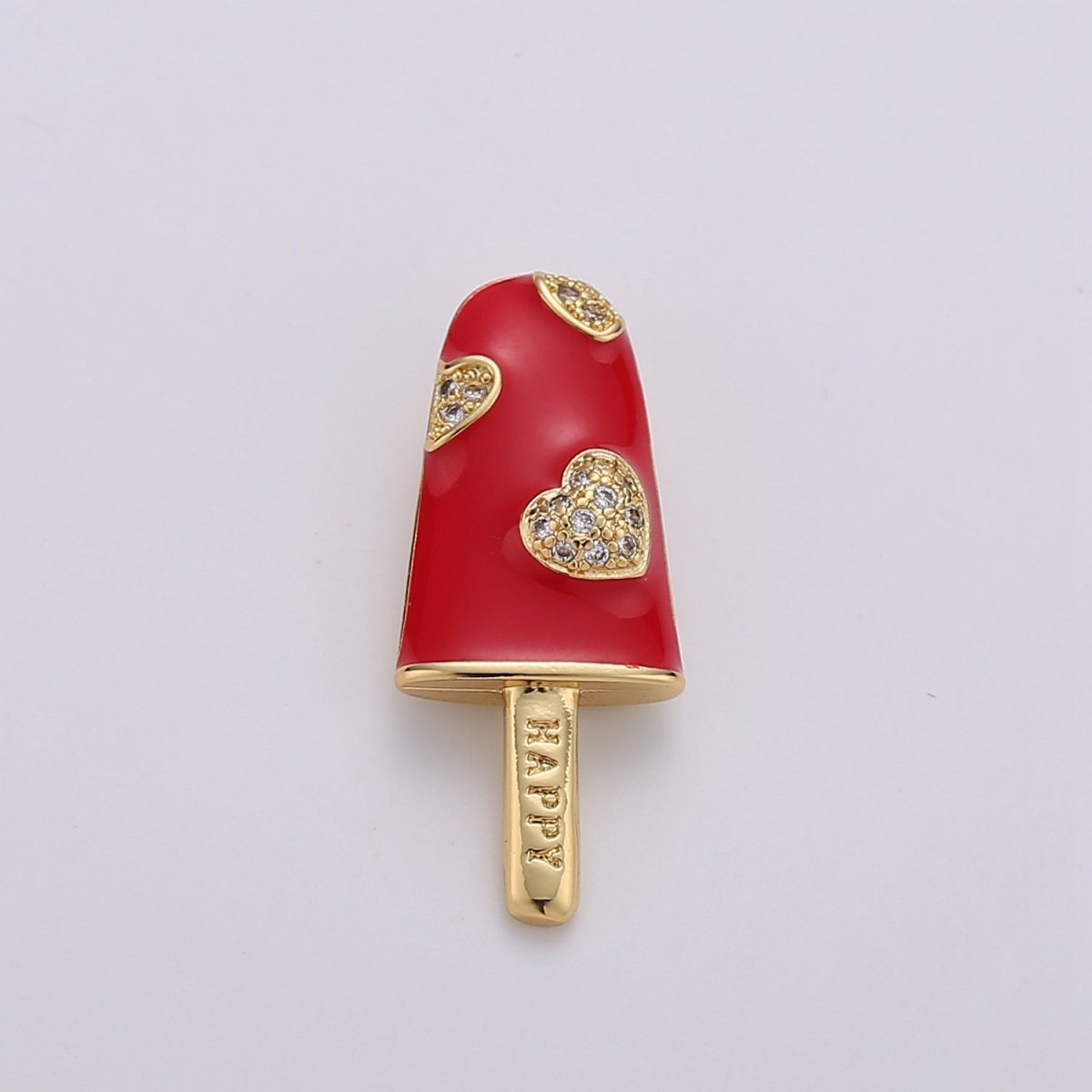 Pink Enamel Charm, Red Lollipop Charms, Sweet Charms, Happy Jewelry Pendant, Necklace Bracelet Charm, Craft Supplies, Gold Plated I-745 I-746