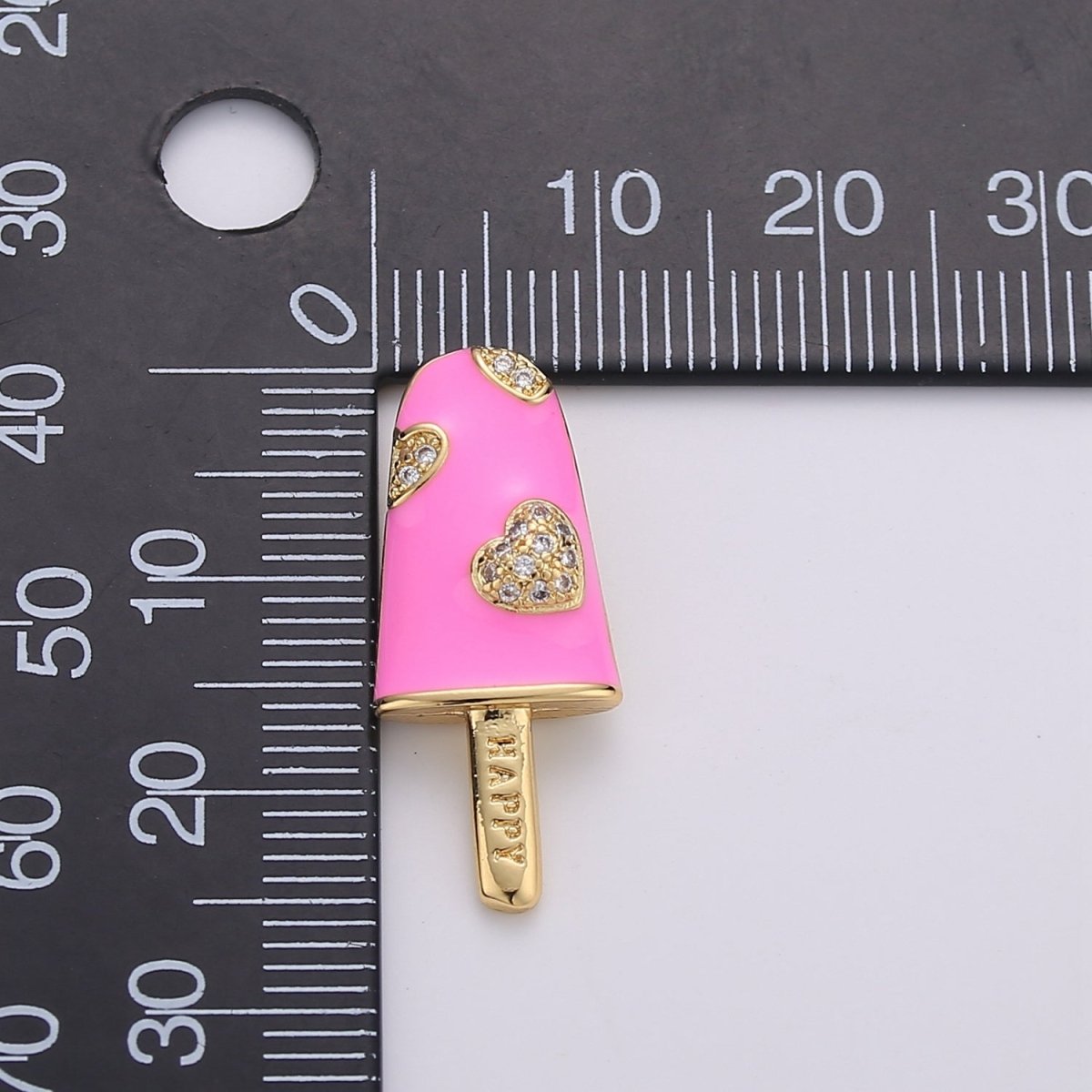 Pink Enamel Charm, Red Lollipop Charms, Sweet Charms, Happy Jewelry Pendant, Necklace Bracelet Charm, Craft Supplies, Gold Plated I-745 I-746