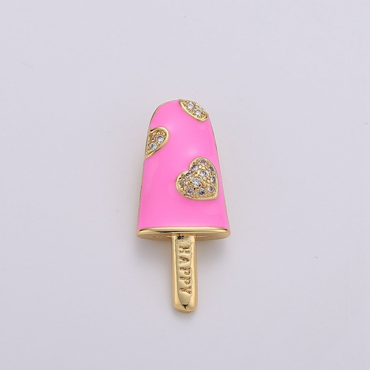 Pink Enamel Charm, Red Lollipop Charms, Sweet Charms, Happy Jewelry Pendant, Necklace Bracelet Charm, Craft Supplies, Gold Plated I-745 I-746