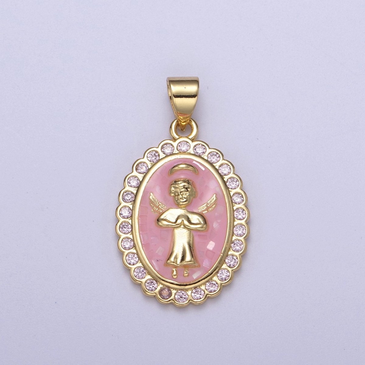 Pink Guardian Angel Charm Necklace Bracelet, Guardian Angel Wish Necklace Bracelet Supply H-547