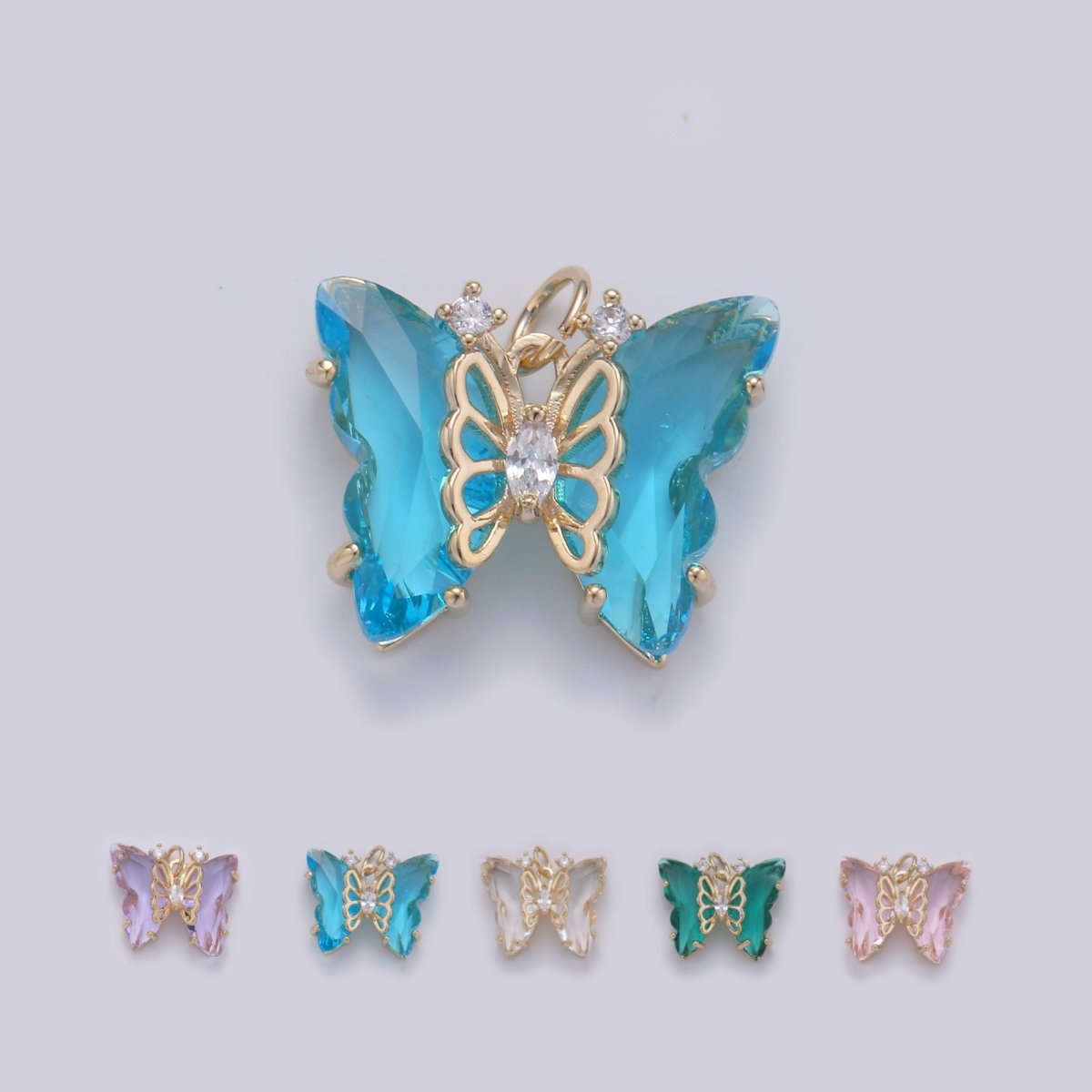 Pink Mariposa Butterfly Charm Acrylic Butterfly Charm Glass Pendant for Necklace Earring Bracelet Component in 14k Gold Filled Tarnish Free D-520 - D-524