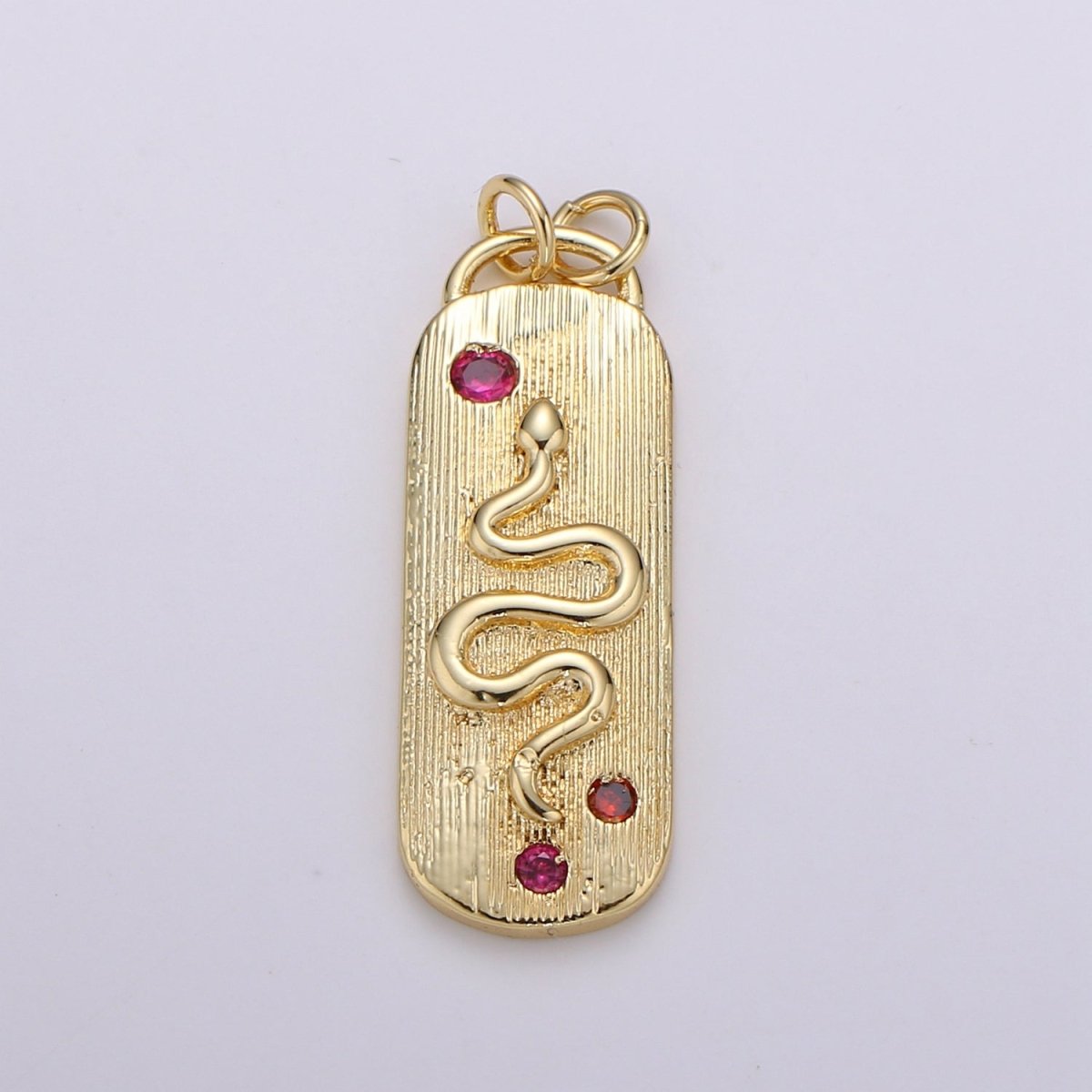 Pink Micro Pave Snake charm, Gold Filled Snake Charm, Animal Charm Gold Serpent Charm Necklace Pendant Finding for Jewelry Making Supply D-905