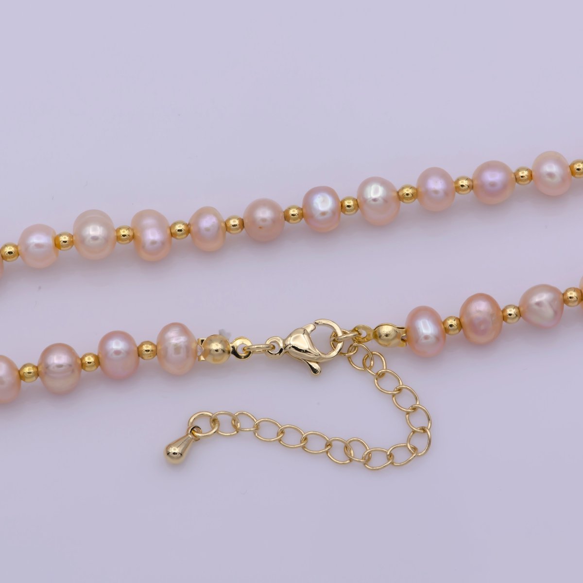 Pink Pearl Necklace | Pink Fresh Water Pearls | Classic Real Pearl Necklace 16.7 inch + 2 inch extender | WA-407Clearance Pricing