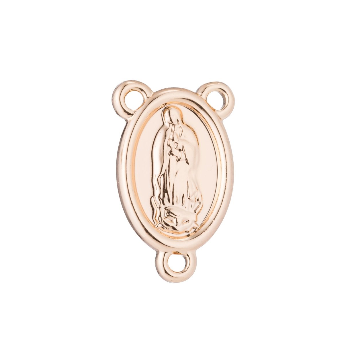 Pinky Gold Rosary Center Metal Parts, Immaculate Heart Mary, Rosary Making Supply, Necklace Pendant, Findings for Jewelry Making F-198