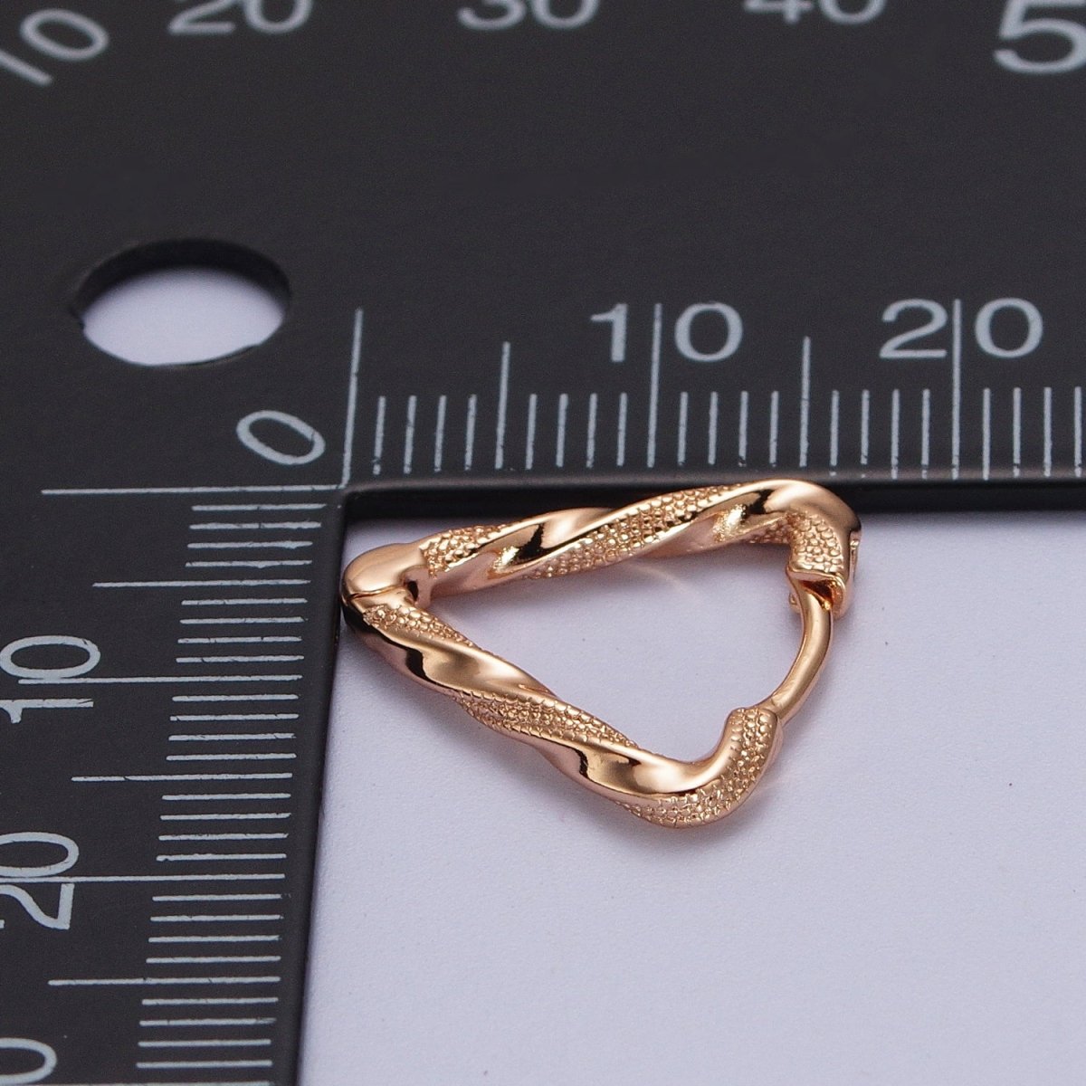Pinky Gold Triangle Twisted Dotted Geometric 16mm Huggie Hoop Earrings | V-042