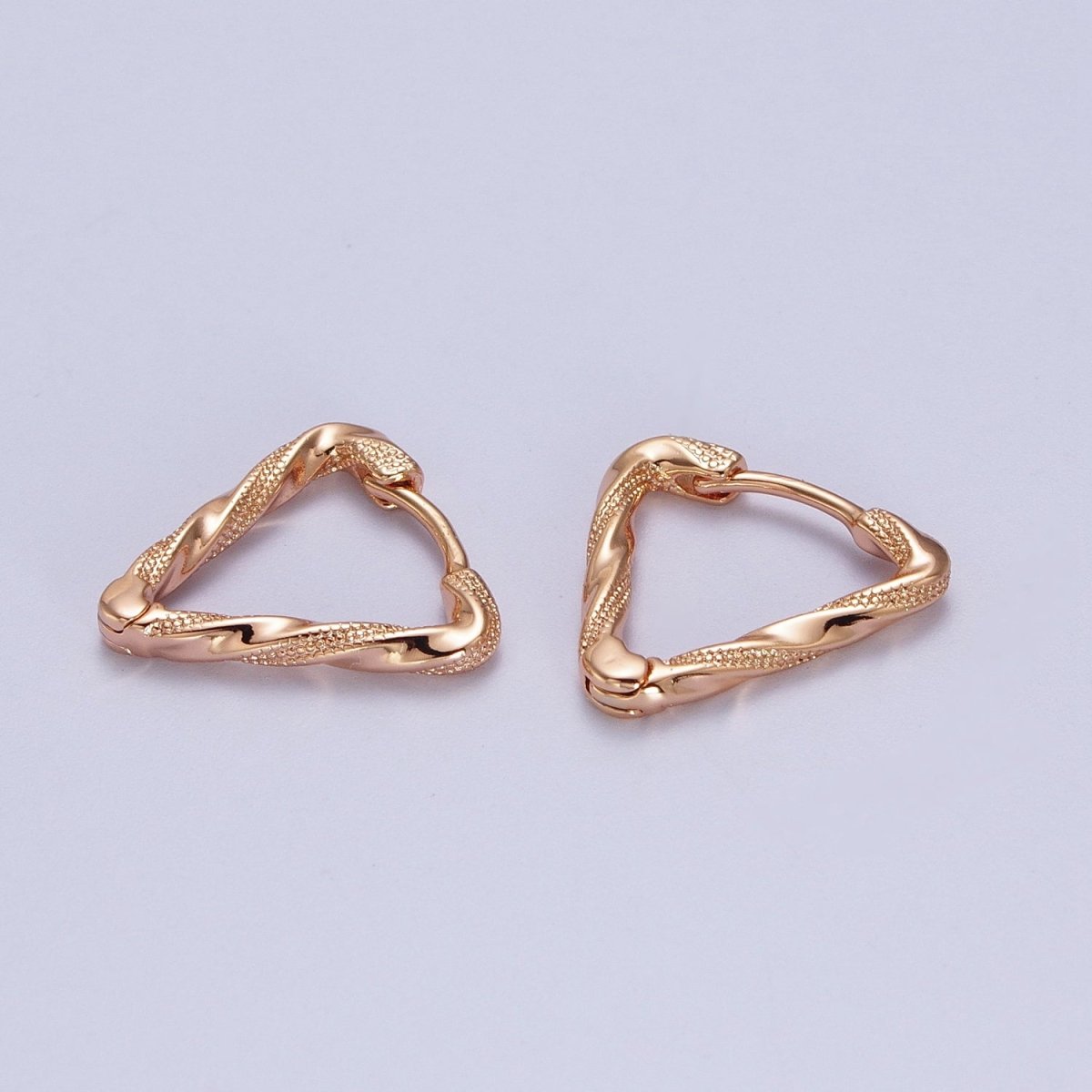 Pinky Gold Triangle Twisted Dotted Geometric 16mm Huggie Hoop Earrings | V-042