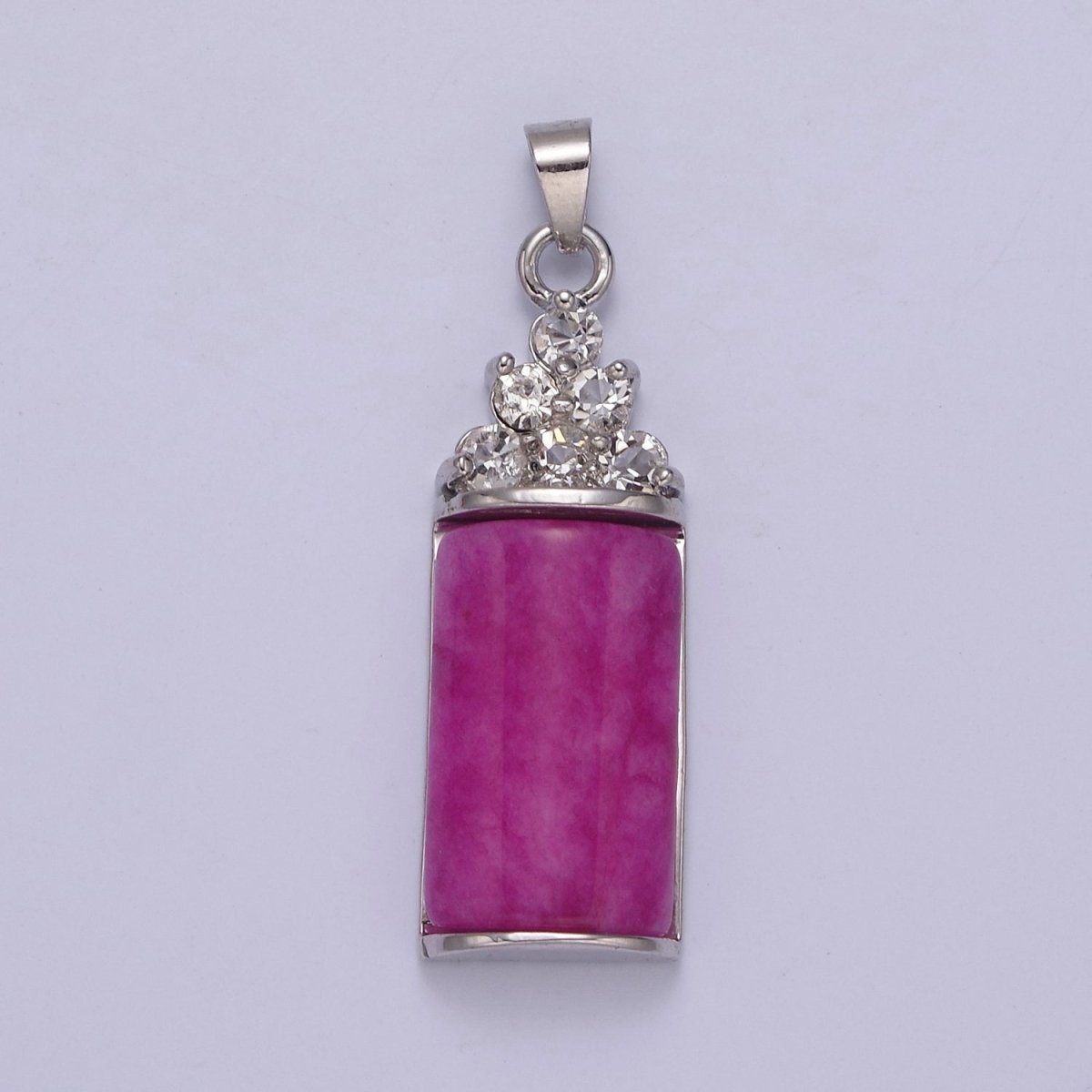 Purple Jade Pendant Vintage Design Micro Pave Silver Drop Charm for Necklace W-634 W-635
